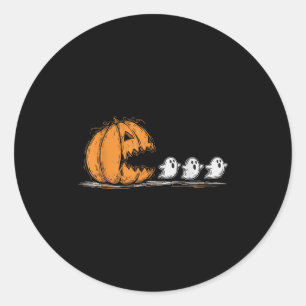 Halloween Pumpkin Chasing Ghost  Classic Round Sticker