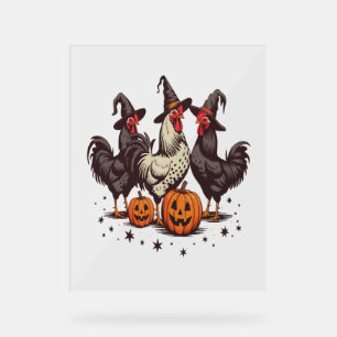 Halloween Pumpkin Chicken Witch Fall Acrylic Sign