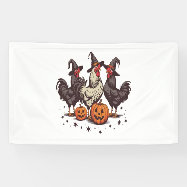 Halloween Pumpkin Chicken Witch Fall Banner (Horizontal)