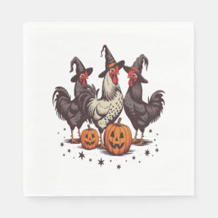 Halloween Pumpkin Chicken Witch Fall Napkin