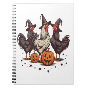 Halloween Pumpkin Chicken Witch Fall Notebook
