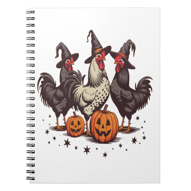 Halloween Pumpkin Chicken Witch Fall Notebook (Front)
