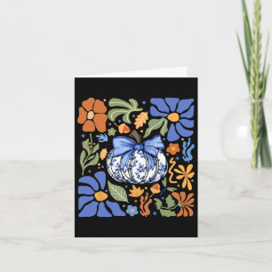 Halloween Pumpkin Chinoiserie Blue &amp; White Flo Card