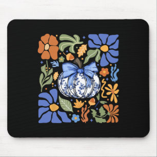 Halloween Pumpkin Chinoiserie Blue & White Flo Mouse Pad