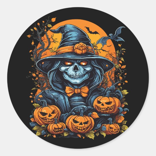 Halloween Pumpkin Classic Round Sticker (Front)