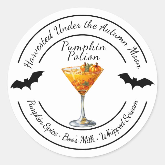 Halloween | Pumpkin Cocktail | Spooky Fall Drink  Classic Round Sticker (Front)