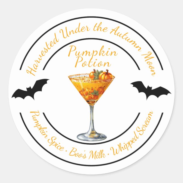 Halloween | Pumpkin Cocktail | Spooky Fall Drink  Classic Round Sticker (Front)