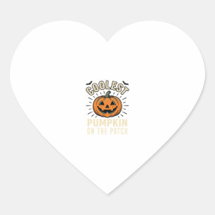 Halloween Pumpkin Coolest On The Patch Vintage_1 Heart Sticker