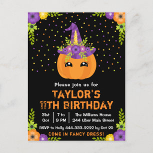 Halloween Pumpkin Costume Birthday Party Black Pos Postcard