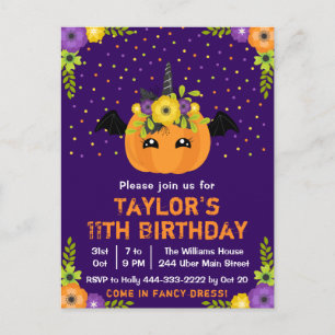 Halloween Pumpkin Costume Birthday Party Purple Po Postcard