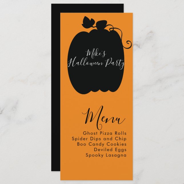 Halloween Pumpkin Costume Party  Menu (Front/Back)