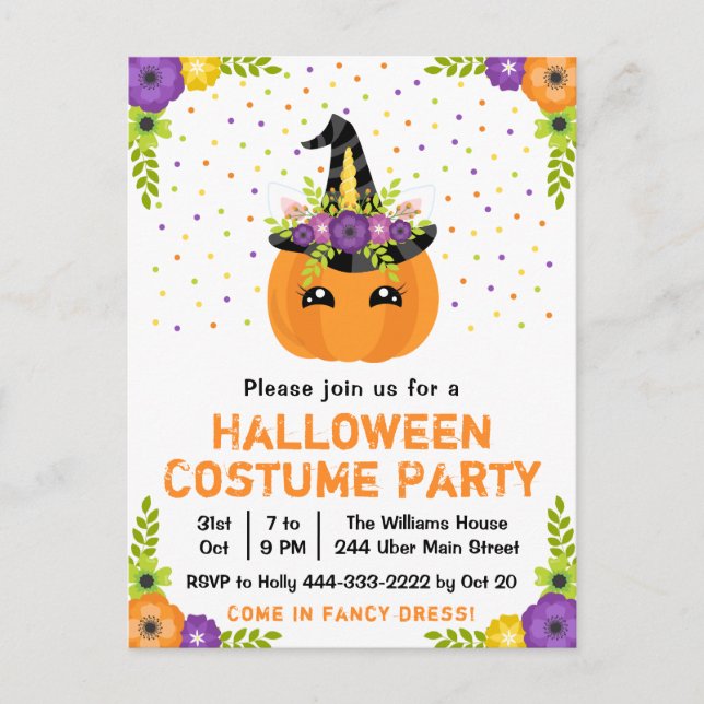 Halloween Pumpkin Costume Party White Postcard (Front)
