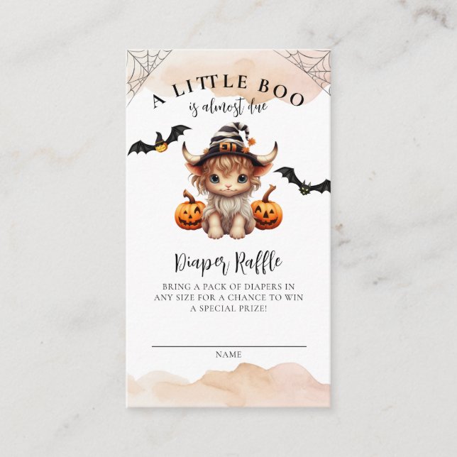 Halloween Pumpkin Cow Little Boo Diaper Raffle Enclosure Card (Front)