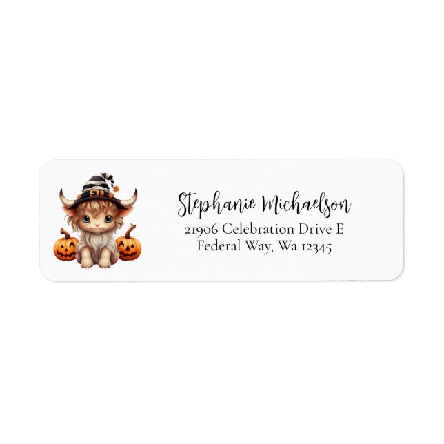 Halloween Pumpkin Cow Return Address Label (Front)