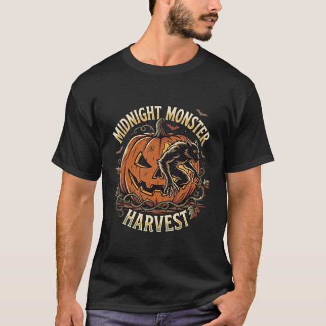 Halloween Pumpkin Creature Night T-Shirt (Front)