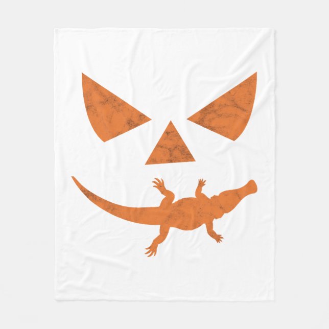 Halloween pumpkin crocodile costume fleece blanket (Front)