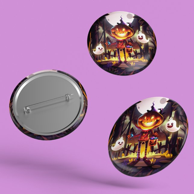 Halloween Pumpkin Cute Ghosts Moon Scary Forest 6 Cm Round Badge (Creator Uploaded)