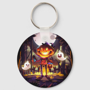 Halloween Pumpkin Cute Ghosts Moon Scary Forest Key Ring