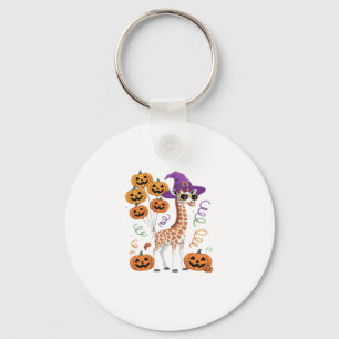 Halloween Pumpkin Cute Giraffe Zoo Animal Essentia Key Ring