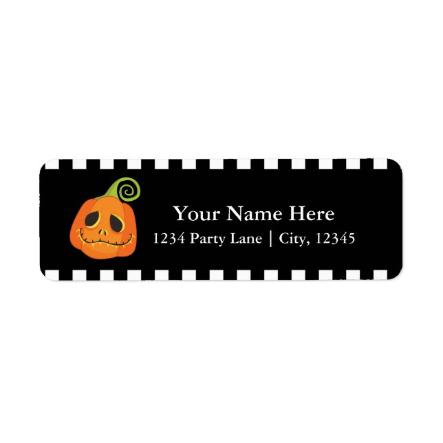 Halloween Pumpkin Cute Whimsical Invitation Return Address Label (Front)