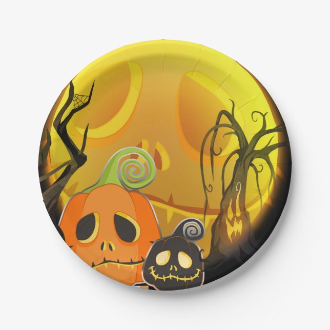 Halloween Pumpkin Cute Whimsical Party Paper Plate (Front)