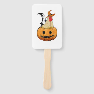 Halloween Pumpkin Cute Witch Chicken Hand Fan
