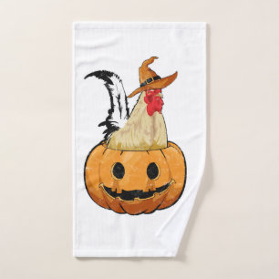 Halloween Pumpkin Cute Witch Chicken Hand Towel
