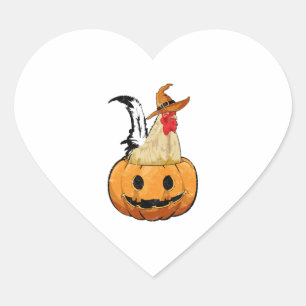 Halloween Pumpkin Cute Witch Chicken Heart Sticker