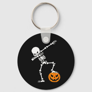 Halloween Pumpkin Dabbing Skeleton For Men Women K Key Ring