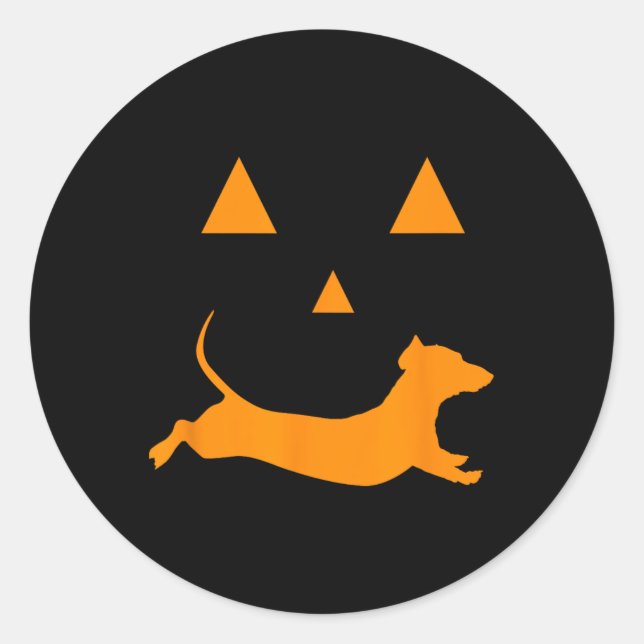 Halloween Pumpkin Dachshund Jack-o-lantern  Costum Classic Round Sticker (Front)