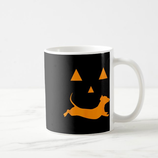 Halloween Pumpkin Dachshund Jack-o-lantern Costume Coffee Mug (Right)