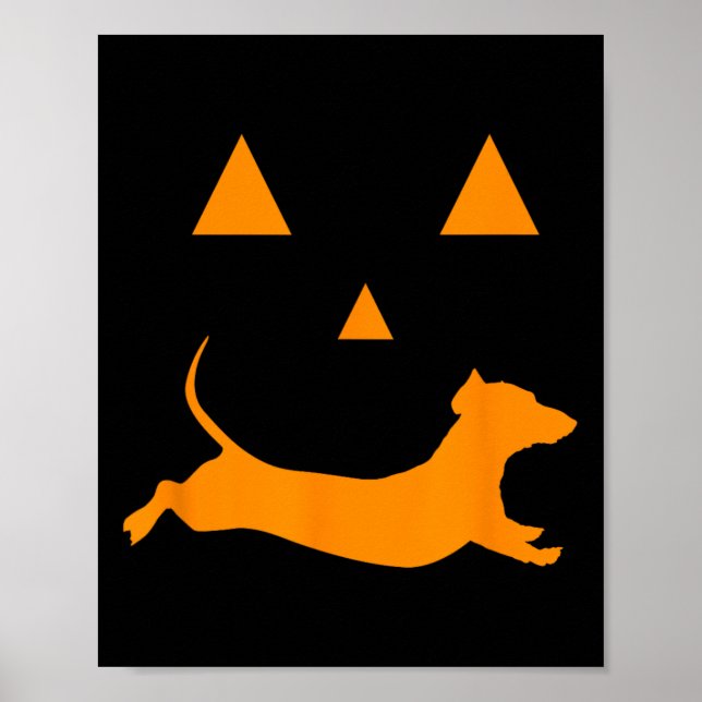 Halloween Pumpkin Dachshund Jack-o-lantern Costume Poster (Front)