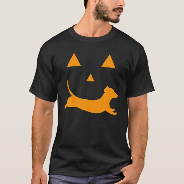 Halloween Pumpkin Dachshund Jack-O'-Lantern T-Shirt (Front)
