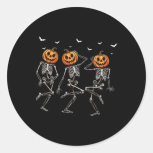 Halloween Pumpkin Dancing Skeleton Costume Women M Classic Round Sticker