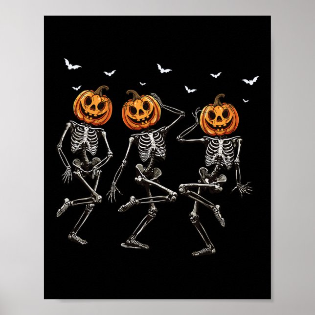Halloween Pumpkin Dancing Skeleton Costume Women M Poster (Front)