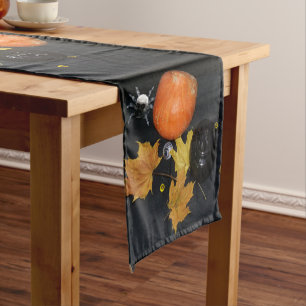 Halloween Pumpkin decorating Short Table Runner