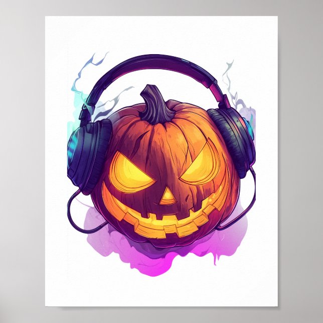 Halloween Pumpkin DJ Party Poster (Front)