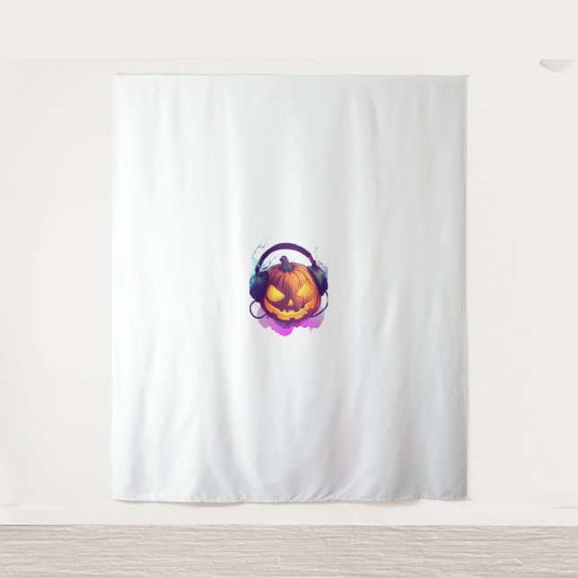 Halloween Pumpkin DJ Party Tapestry (Front)