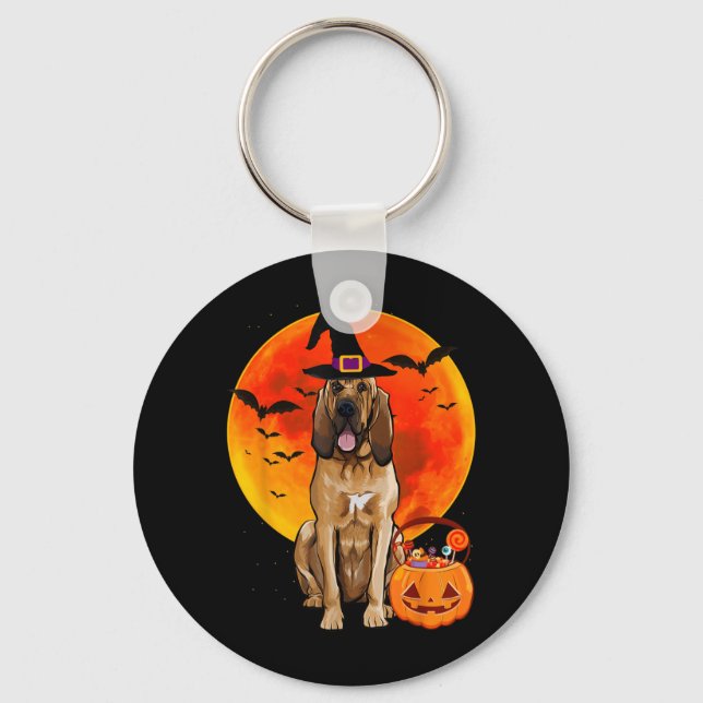 Halloween Pumpkin Dog Saint Hubert Dog Key Ring (Front)