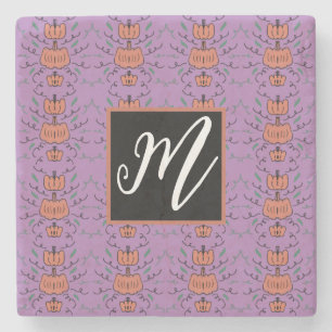 Halloween Pumpkin Doodle Seamless Pattern Stone Coaster
