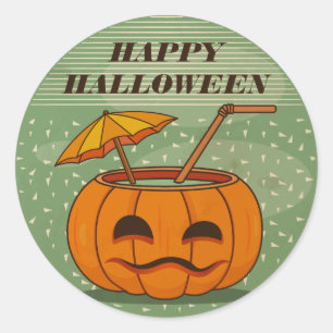 Halloween Pumpkin Drink Vintage Sticker Seal