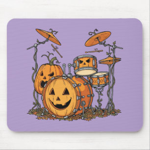 Halloween Pumpkin Drum Set Mouse Pad