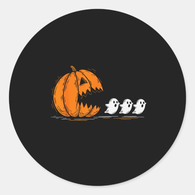 Halloween Pumpkin Eating Ghosts Funny Soky Costume Classic Round Sticker (Front)