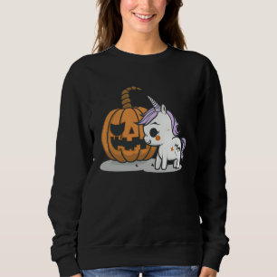 Halloween pumpkin eats unicorn skeleton candy sweatshirt