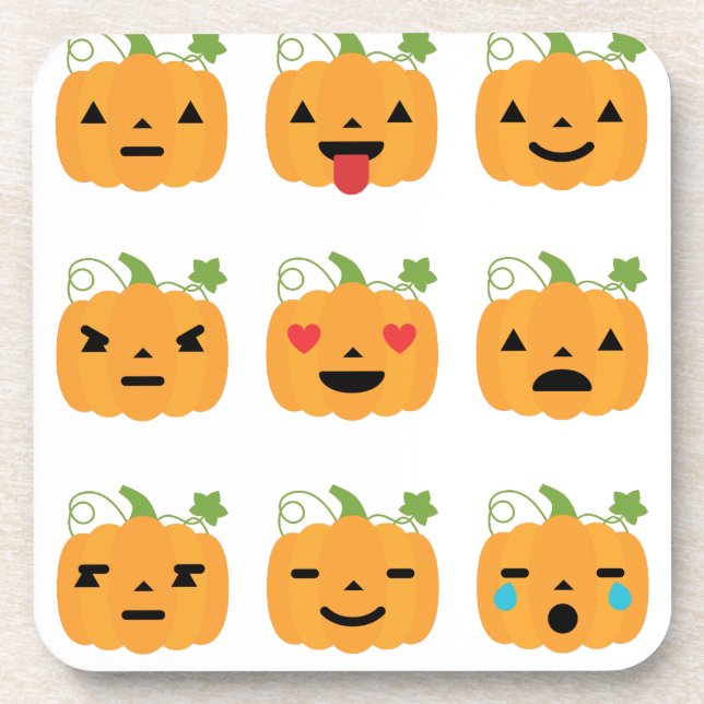 halloween pumpkin emojis coaster (Front)