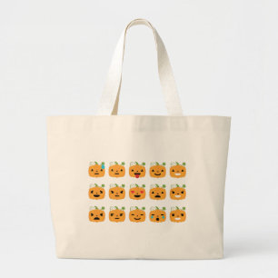 halloween pumpkin emojis large tote bag