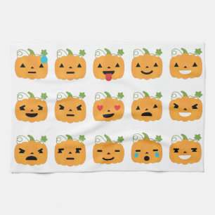 halloween pumpkin emojis tea towel