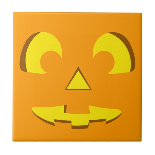 Halloween Pumpkin Face Ceramic Tile (Front)