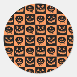 Halloween Pumpkin Face Ghost Spooky Pattern Classic Round Sticker