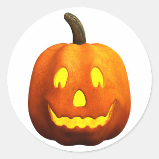 Halloween Pumpkin Face - Happy Classic Round Sticker